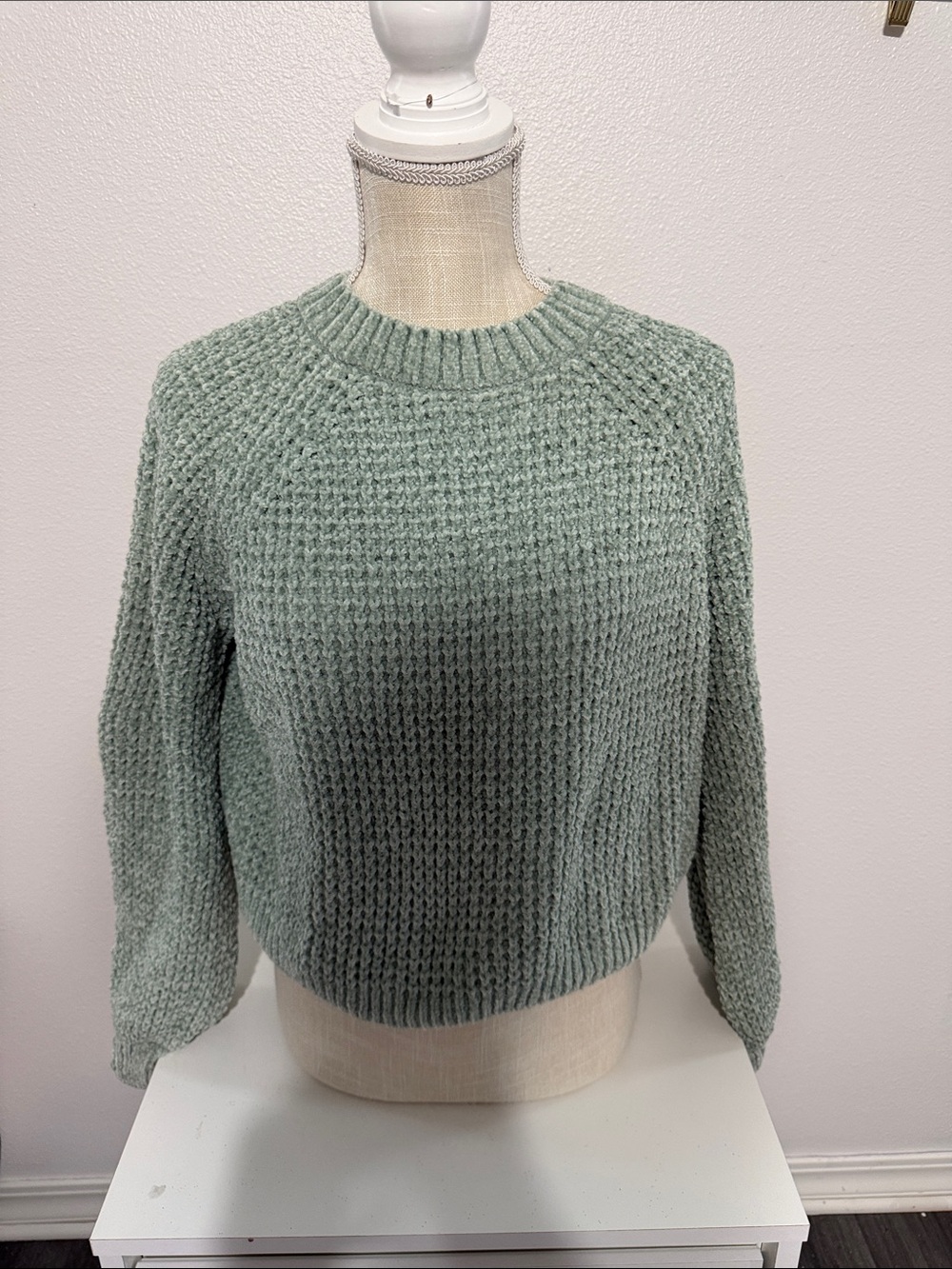 Altar'd State Mint Sage Crewneck Textured Sweater
